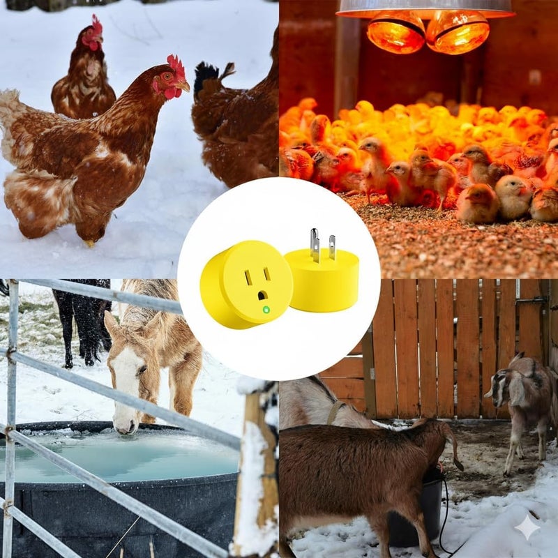 Makevivi Store Yellow Thermostatically Controlled Outlet - On at 32°F/Off at 50 °F, Thermostat Plug Outlet, Auto Close, for Chicken Water Coop Heater Heated Water Bowl Bird Bath Deicer Roof Cable (2 Pcs) - Image 5